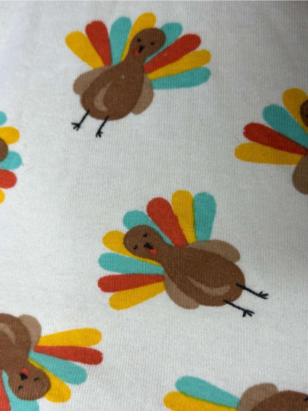Old Navy Cream Long-Sleeve Baby One-Piece with Colorful Turkey Motif Size 0-3M